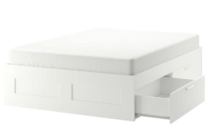 Tweepers bed BRIMNES met 4 lades & verstelbare lattenbodem, Huis en Inrichting, Slaapkamer | Bedden, Gebruikt, Tweepersoons, 140 cm