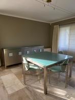 Moderne eetkamer in geborsteld nikkel, Ophalen, Gebruikt, Modern, 4 tot 6 stoelen