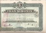 Iwan Simonis - Verviers, Timbres & Monnaies, 1920 à 1950, Action, Enlèvement ou Envoi