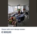 Tafel en 4 stoelen, Huis en Inrichting, Tafels | Eettafels, Ophalen, Rond, Modern, Glas
