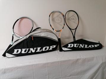 Dunlop tennistas met 3 rackets., Enlèvement, Utilisé, Sac, Dunlop