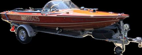 Vintage speedboot Poncelet 4.65, Watersport en Boten, Speedboten, Gebruikt, 3 tot 6 meter, Benzine, 70 tot 120 pk, Hout, Buitenboordmotor
