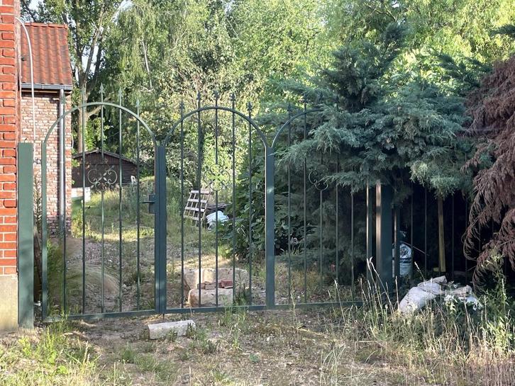 Volijzeren groene poort, Tuin en Terras, Tuinpoorten, Gebruikt, Draaipoort, IJzer, 200 cm of meer, 200 cm of meer, Ophalen