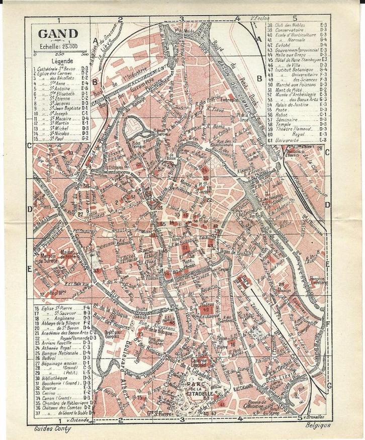 1910 - Gent stadsplan + centrumplan, Antiek en Kunst, Kunst | Etsen en Gravures, Verzenden