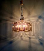 Kroonluchter van messing en gerookt glas, Luigi Colani, 1980, Antiek en Kunst, Ophalen of Verzenden