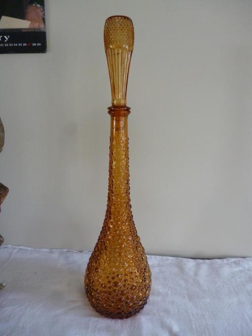 Antieke art deco karaf amber glas fles likeurfles met stop, Antiek en Kunst, Antiek | Glaswerk en Kristal, Ophalen of Verzenden