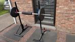 Rack + barbell met gewichten (50kg), Ophalen, Gebruikt, Rug, Fitnessbank