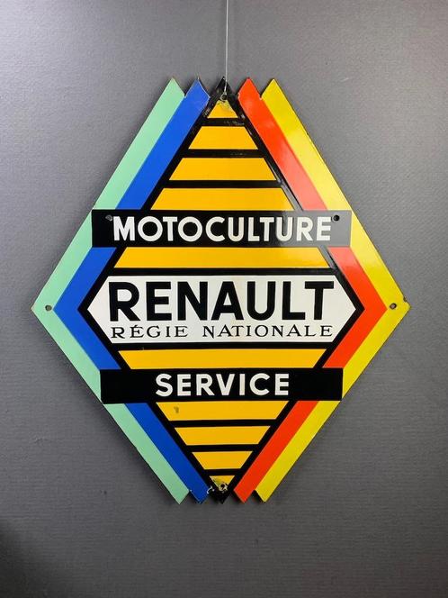 origineel oud emaille reclamebord Renault motoculture servic, Collections, Marques & Objets publicitaires, Utilisé, Panneau publicitaire