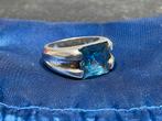 Art Deco/Vintage zilveren ring met blauwe edelsteen, Ophalen, Zilver, Ring, Met edelsteen
