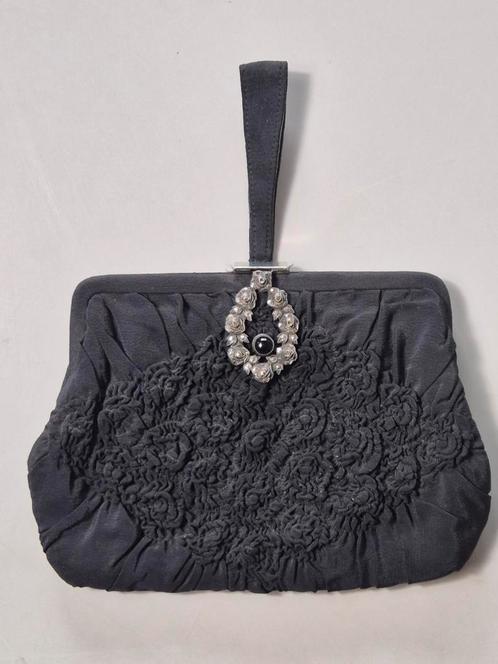 Jaren 30 charmant zwart zijden avondtasje art deco handtas, Antiek en Kunst, Antiek | Kleding en Textiel, Ophalen