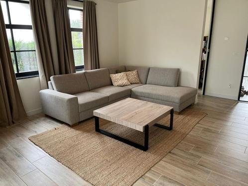 Salontafel - Lichte eiklook & zwart metaal, Huis en Inrichting, Tafels | Salontafels, Zo goed als nieuw, Minder dan 50 cm, 50 tot 100 cm