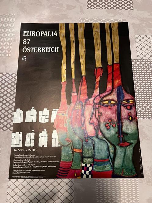 Vintage Poster Europalia 87 österreich Hundertwasser, Verzamelen, Posters, Zo goed als nieuw, Overige onderwerpen, Deurposter of groter