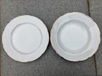 Assiettes blanches avec bordure dorée. (2x12 pièces), Maison & Meubles, Comme neuf, Enlèvement, Porcelaine, Assiettes(s)