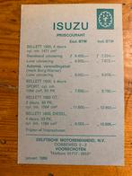 Liste de prix Oldtimer ISUZU BELLETT 1969, Comme neuf, Autres marques, ISUZU BELLETT Prijslijst, Envoi