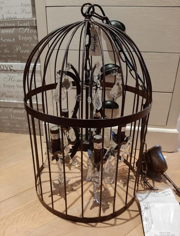 Light living luster vogelkooi kroonluchter nieuw, Huis en Inrichting, Lampen | Kroonluchters, Nieuw, Ophalen of Verzenden