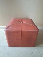 Vintage kubus voetenbank in kunstleer, Huis en Inrichting, Minder dan 50 cm, Gebruikt, Vierkant, Ophalen