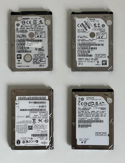 4 x 2.5" harde schijven - 2x500GB + 320GB + 100GB - Getest, Computers en Software, Harde schijven, Gebruikt, Laptop, Intern, HDD