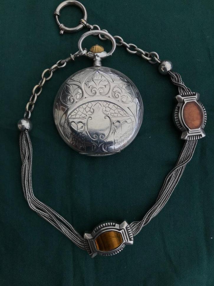 Omega Juan Rebuffo Massief Zilveren Zakhorloge, Handtassen en Accessoires, Horloges | Antiek, Zakhorloge, Omega, Zilver, Met ketting