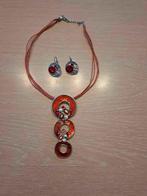 Parure de fantaisie rouge, Handtassen en Accessoires, Kettingen, Ophalen of Verzenden, Zo goed als nieuw, Rood, Overige materialen
