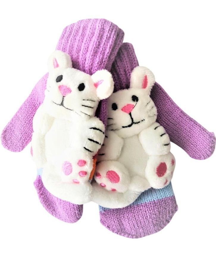 Kinder wanten met knuffeltje lila paars vanaf 3 jaar, Kinderen en Baby's, Kinderkleding | Mutsen, Sjaals en Handschoenen, Nieuw