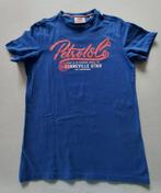 T-shirt blauw, petrol, bedrukking oranje-wit, mt 164, Gebruikt, Petrol, Ophalen of Verzenden, Shirt of Longsleeve