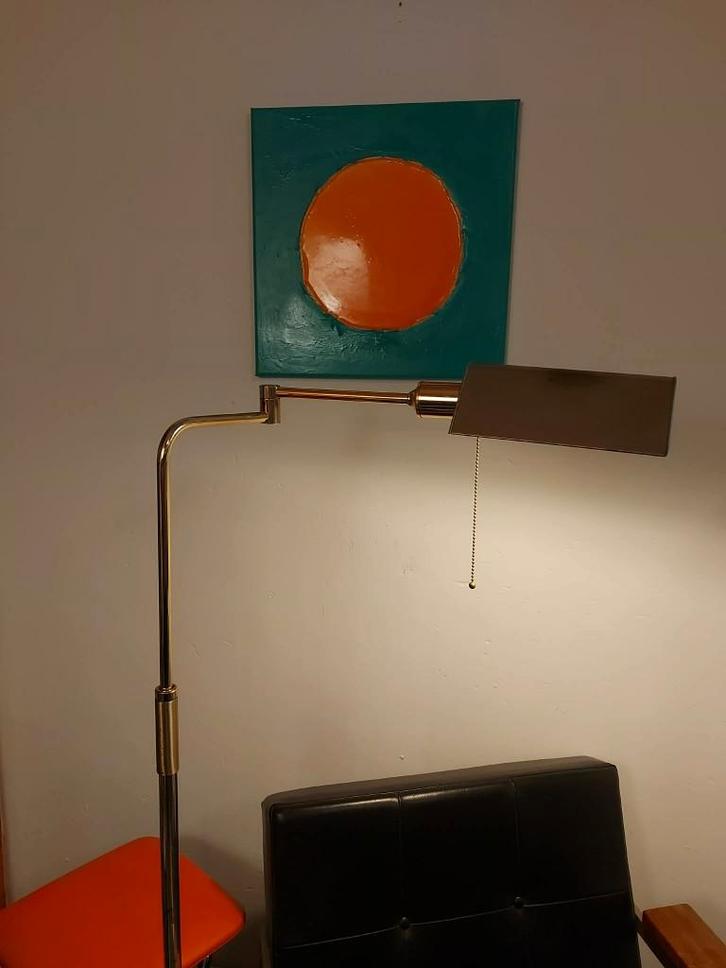 Mid-century messing vloerlamp, 1960s, Maison & Meubles, Lampes | Spots, Comme neuf, Métal ou Aluminium, Enlèvement