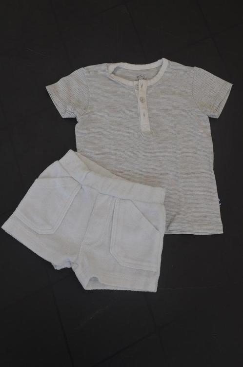 Mini woody T-shirt strepen en short grijs maat 62, Kinderen en Baby's, Babykleding | Maat 62, Zo goed als nieuw, Jongetje of Meisje