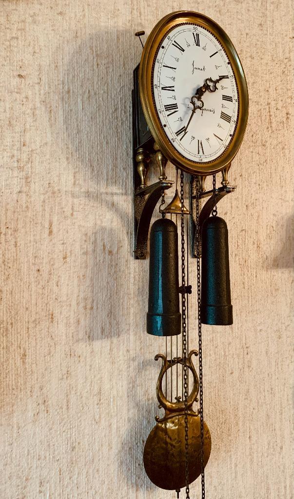 Franse wandklok met gewichten, Junet à Gervais, Antiek en Kunst, Antiek | Klokken, Ophalen