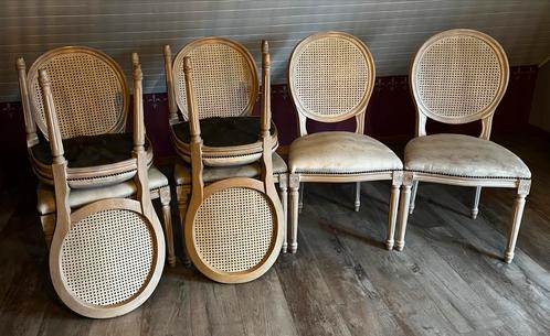 6 mooie rose/ecru eetkamer stoelen, Huis en Inrichting, Stoelen, Gebruikt, Vijf, Zes of meer stoelen, Hout, Riet of Rotan, Stof