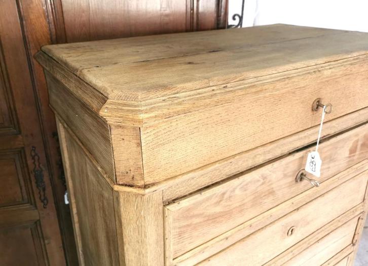 antieke Louis Philippe lade-/bureaukast in geloogde eik, Antiek en Kunst, Antiek | Meubels | Kasten, Ophalen