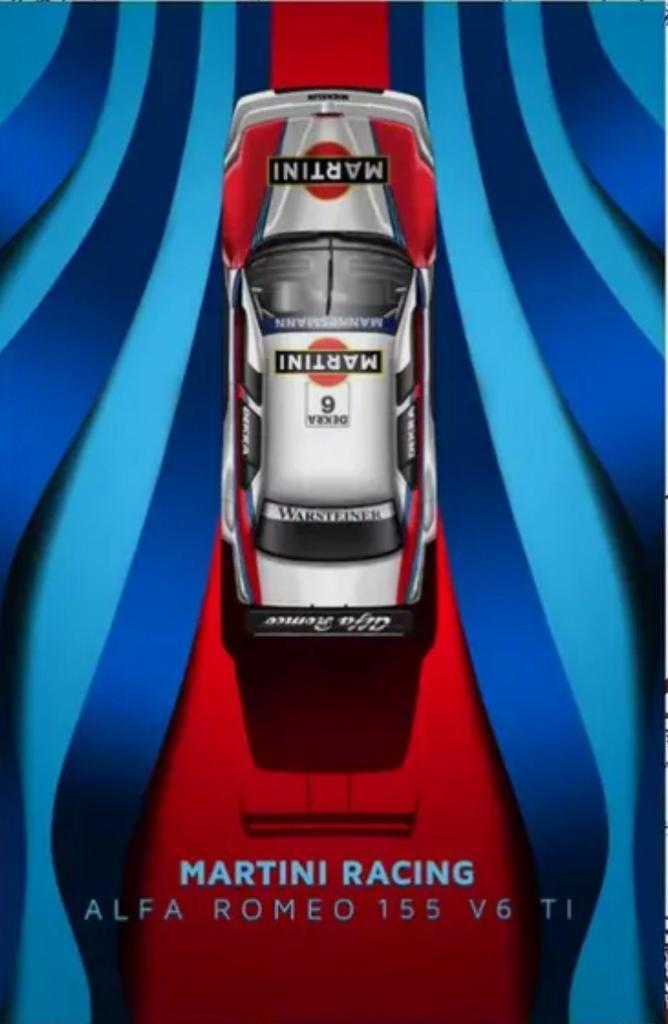 Reclamebord vintage Martini Alfa Romeo 155 V6 T1 - mancave, Verzamelen, Merken en Reclamevoorwerpen, Nieuw, Reclamebord, Ophalen of Verzenden