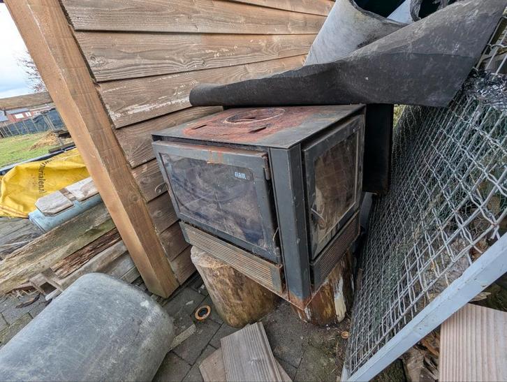 Flam inbouwhaard houtkachel 2 zijdig 9kw, Huis en Inrichting, Haarden, Ophalen