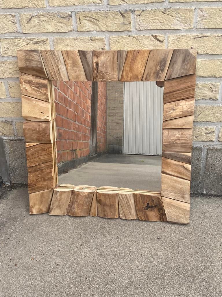 Teak spiegel, Huis en Inrichting, Woonaccessoires | Spiegels, Ophalen, Nieuw, Vierkant, 50 tot 75 cm