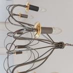 Hanglamp/luster in metaal grijs en goudkleurig, Huis en Inrichting, Ophalen, Gebruikt, 50 tot 75 cm, Tijdloos
