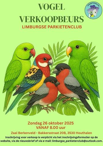 vogel verkoop beurs 26 oktober 2025 beschikbaar voor biedingen