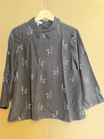 HOBBS Zwart wit katten blouse - Knopen aan de achterkant 36-, Kleding | Dames, Ophalen of Verzenden, Zo goed als nieuw, Wit