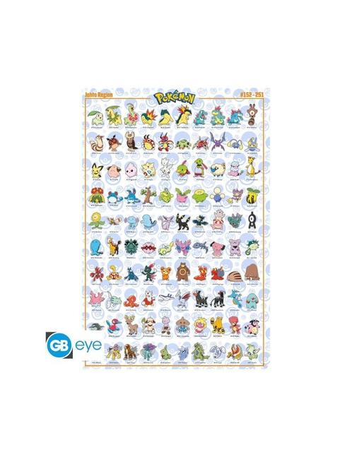 Pokemon - Poster Maxi (91.5x61cm) - Johto English, Verzamelen, Posters, Nieuw, Overige onderwerpen, Deurposter of groter, Vierkant