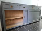grijze buffetkast in teak, Ophalen, Gebruikt, 100 tot 150 cm, Teakhout