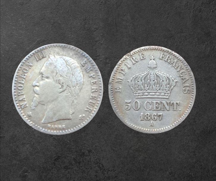 50 centimes napoleon III, Antiek en Kunst, Antiek | Zilver en Goud, Ophalen of Verzenden