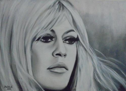 Brigitte Bardot peinture à l'huile (50x70 cm), Antiquités & Art, Art | Peinture | Moderne, Enlèvement ou Envoi
