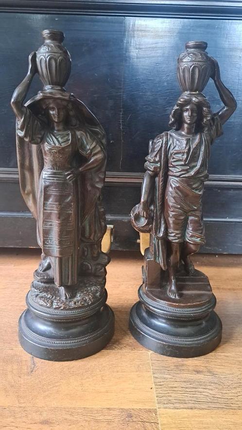 Antieke beelden (set van 2), Antiek en Kunst, Antiek | Brons en Koper, Ophalen