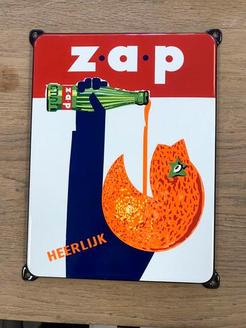 Panneau d'affichage en émail Zap, Enlèvement ou Envoi, Comme neuf, Panneau publicitaire