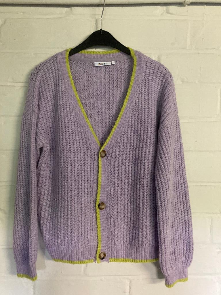 Lila cardigan, Fish & Chips, maat 170 prima staat, Kinderen en Baby's, Kinderkleding | Maat 170, Fish & Chips, Meisje, Trui of Vest