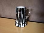 Glazen decoratief zwart wit bierglas, Enlèvement ou Envoi, Verre à bière