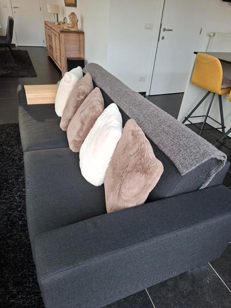 GRATIS 3-zit zetel zwart stof, Huis en Inrichting, Zetels | Zetels, Gebruikt, Rechte bank, Driepersoons, 200 tot 250 cm, 75 tot 100 cm