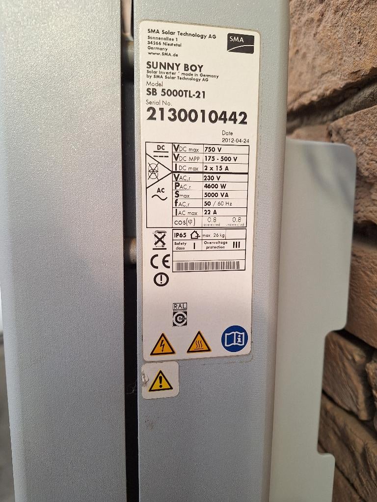 SMA omvormer, Ophalen, Gebruikt, Overige typen, 200 wattpiek of meer