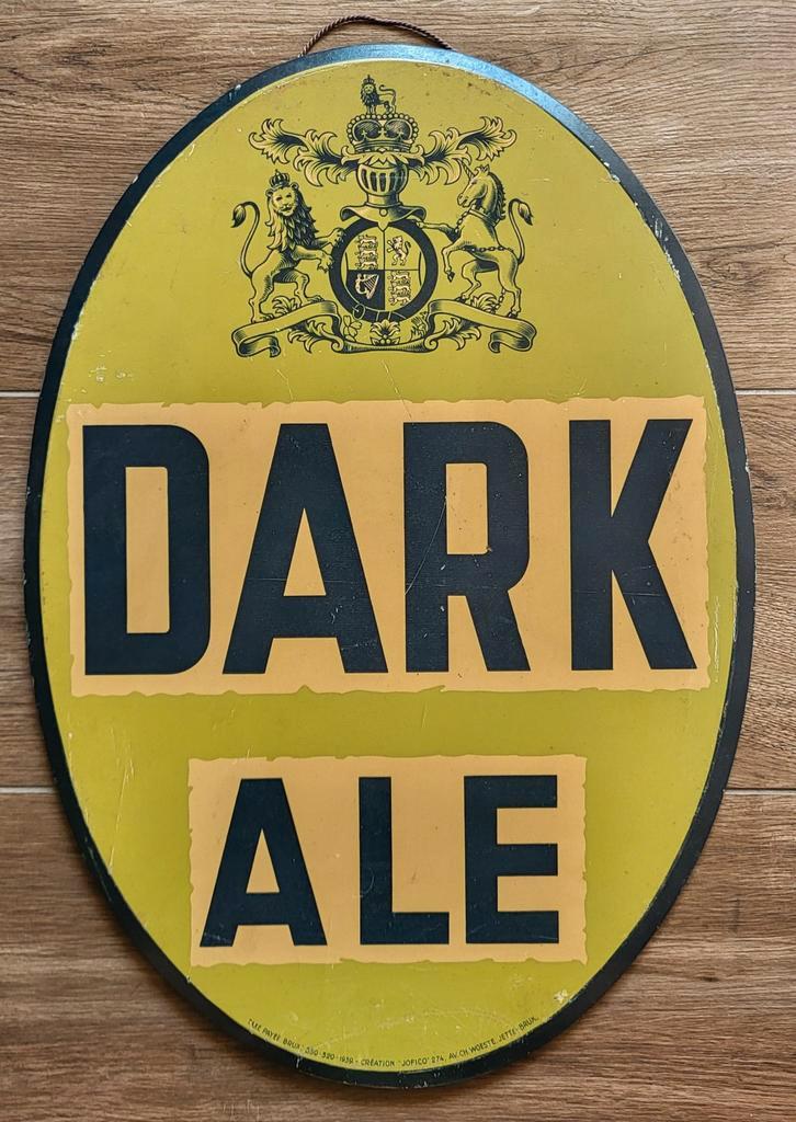 Panneau publicitaire en étain Dark Ale., Collections, Marques de bière, Enlèvement ou Envoi