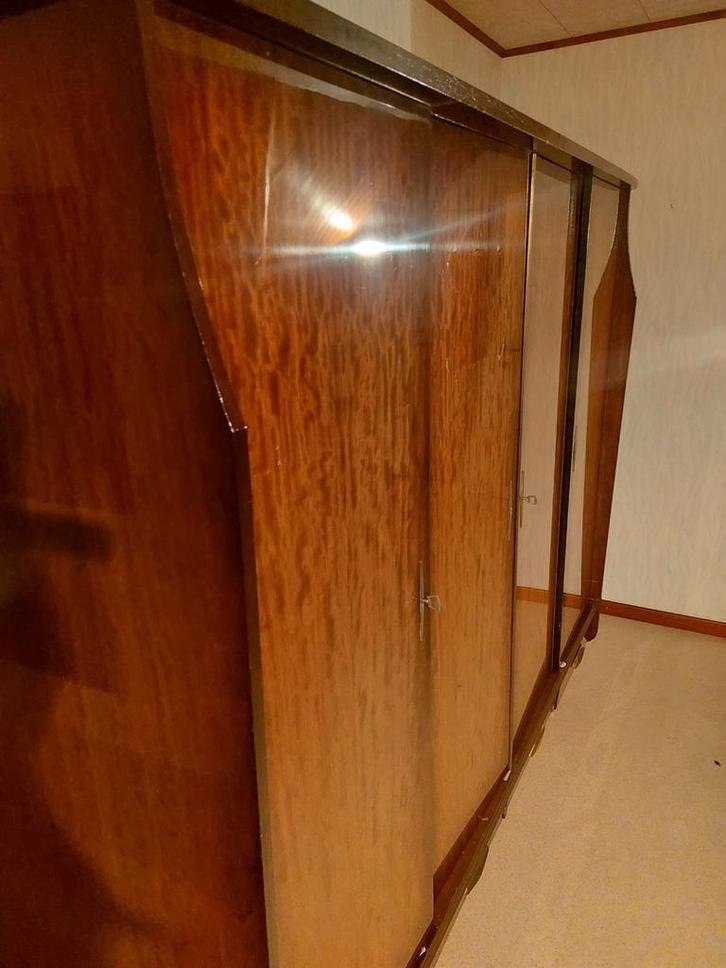 Prachtige vintage mid-century kleerkast (jaren 50) – mahonie, Antiek en Kunst, Antiek | Spiegels, Ophalen