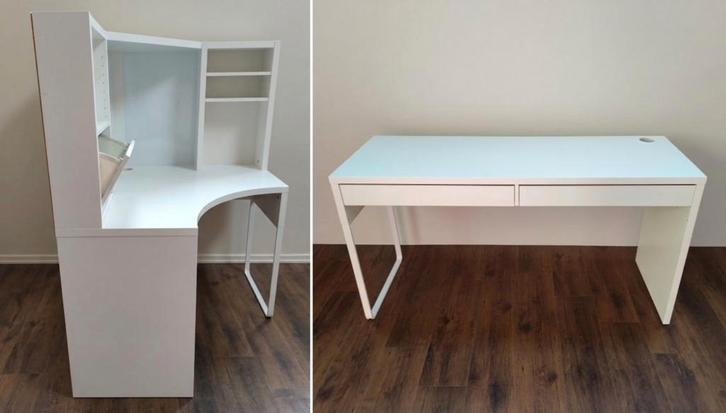 Double bureau Ikea "MICKE" blanc, Maison & Meubles, Tables | Coiffeuses, Utilisé, 100 à 150 cm, 200 cm ou plus, Bois, Enlèvement
