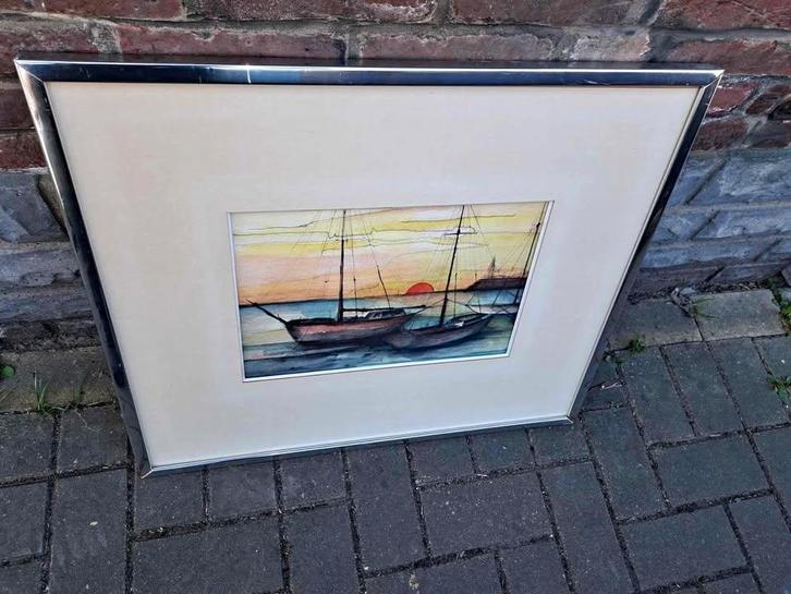 aquarelle bateau signe, Antiquités & Art, Art | Peinture | Classique, Enlèvement ou Envoi